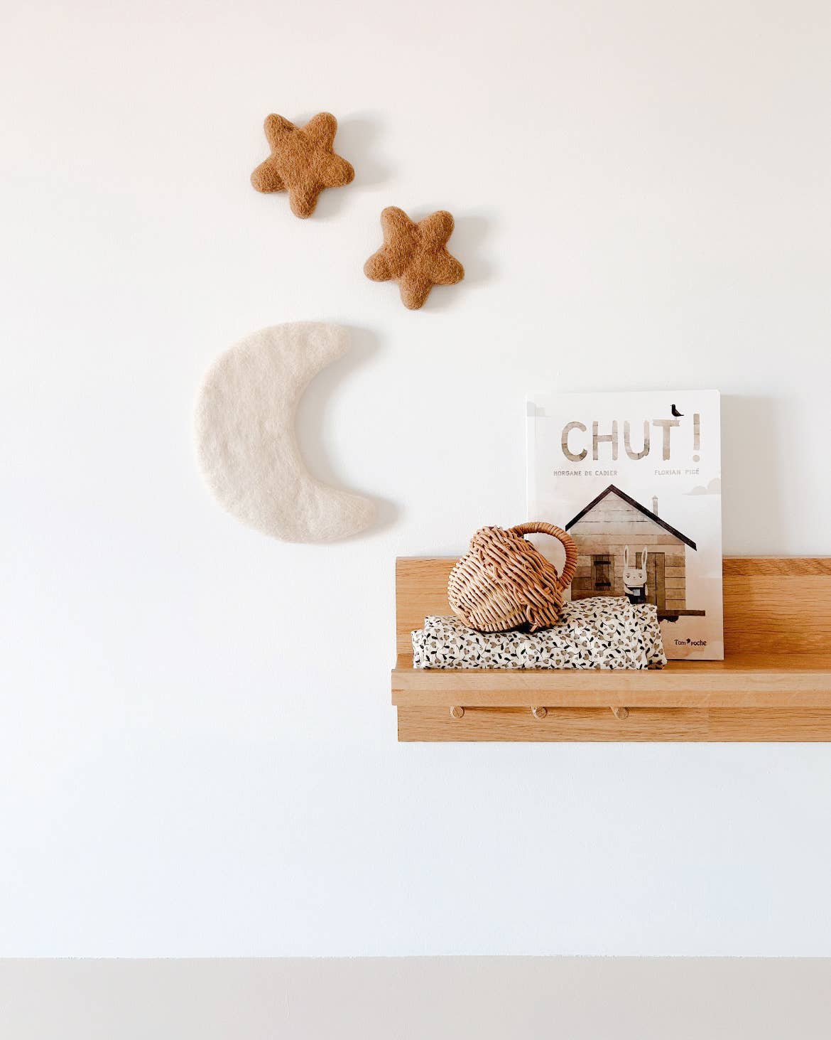 Trio van gevilte wol, Moon en Wall Stars