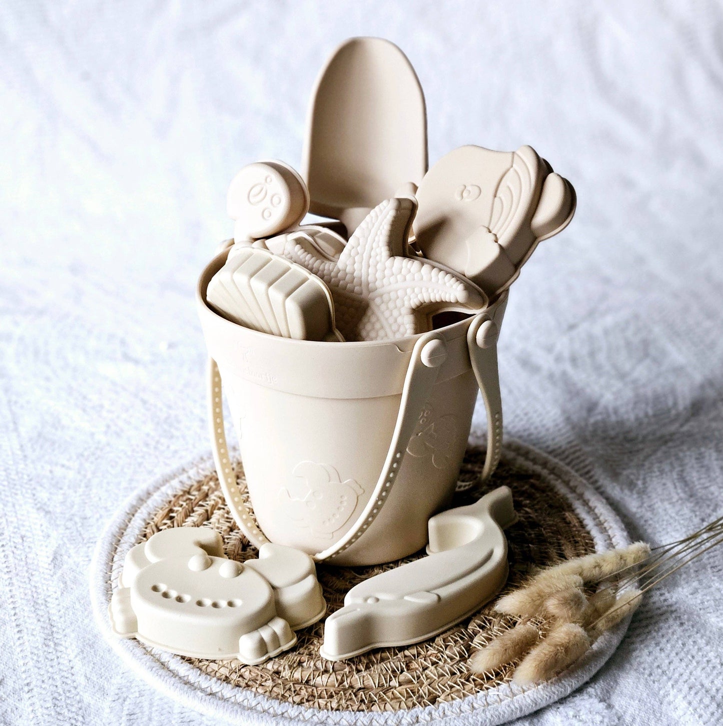 Zomer Siliconen emmer met vormpjes - Beige