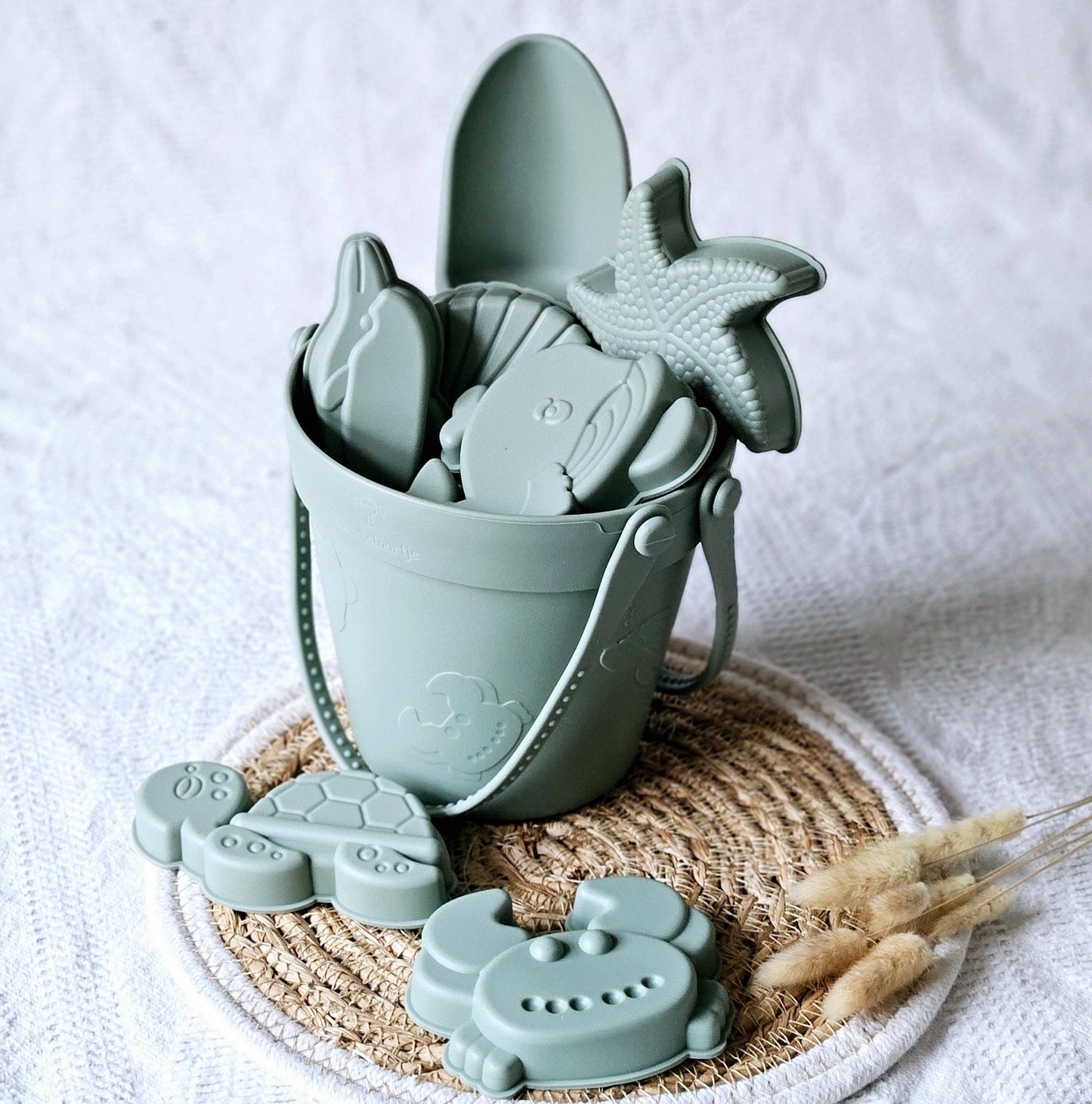Strandset - Siliconen - Zeedieren vormpjes - Groen - Speelgoed en Cadeaus