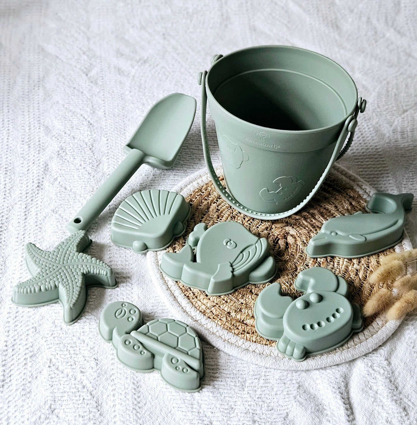 Strandset - Siliconen - Zeedieren vormpjes - Groen - Speelgoed en Cadeaus