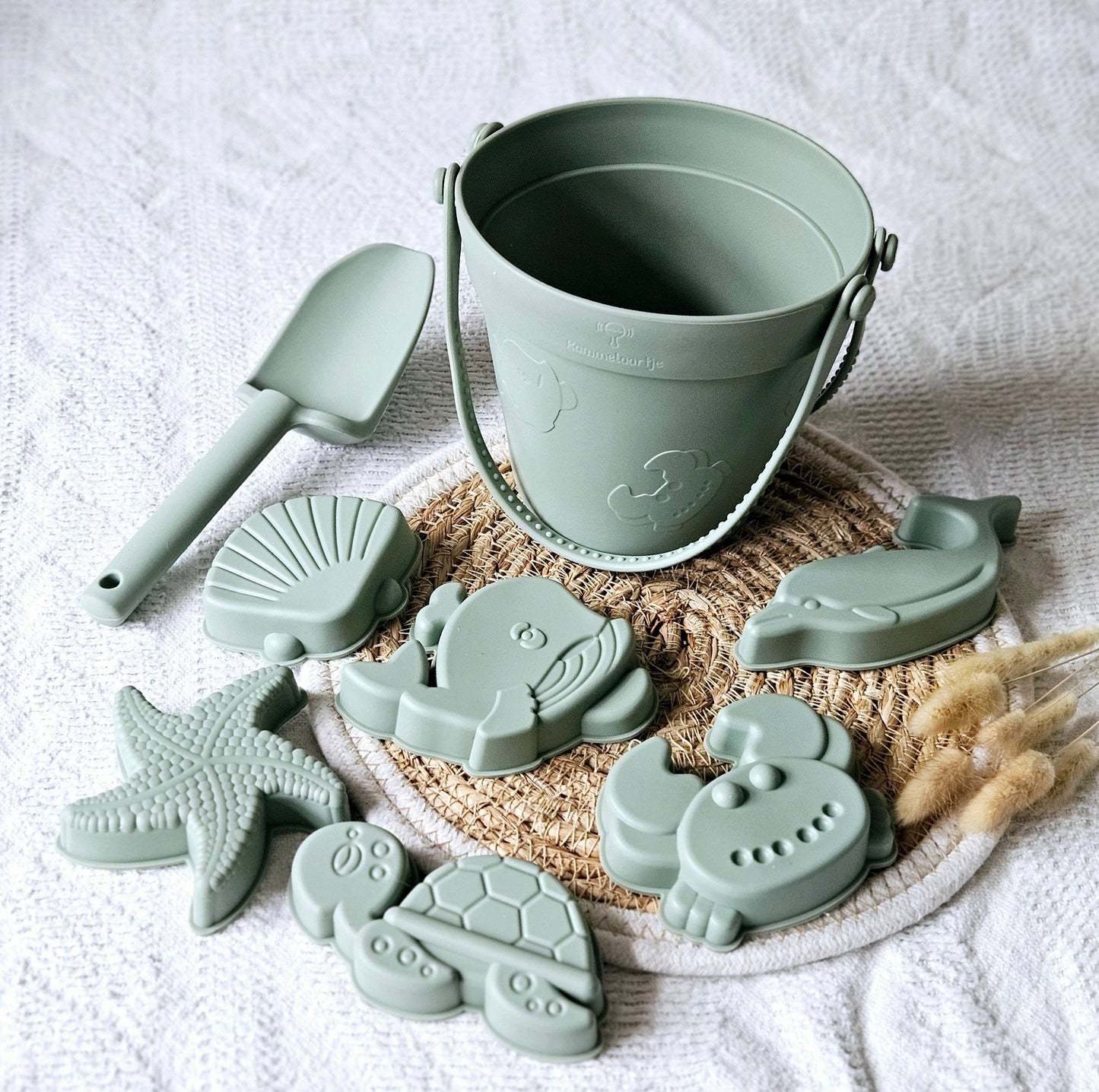 Strandset - Siliconen - Zeedieren vormpjes - Groen - Speelgoed en Cadeaus