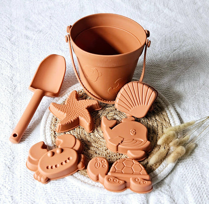 Strandset - Siliconen - Zeedieren vormpjes - Bruin - Speelgoed en Cadeaus